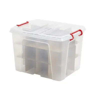 Strata Christmas Bauble Box Clear/Red 40L