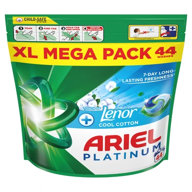 Ariel Platinum PODS, Washing Liquid Laundry Detergent Capsules, Cool Cotton, 44 Washes