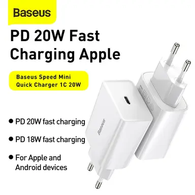 Baseus 1C 20W Speed Mini Quick Charger – White (EU)