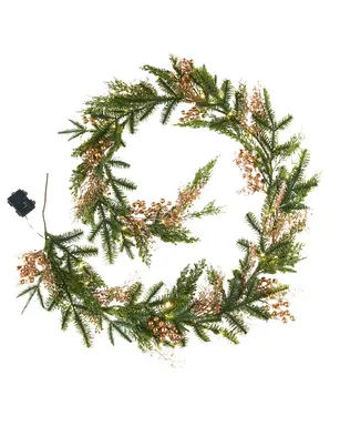 WeRChristmas Pre-Lit Gold Berry Mixed Tip Garland, 9 ft