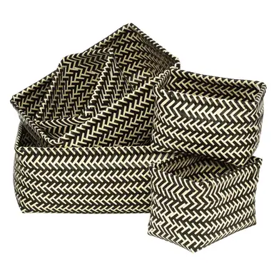 Interiors by Premier Set Of Five Black And White Woven Storage Baskets