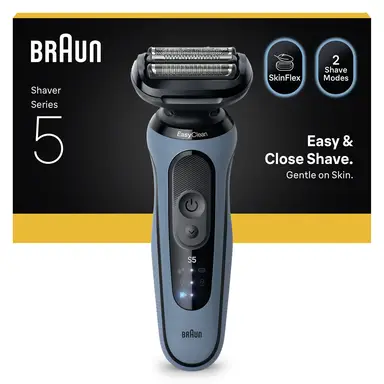 Braun Series 5 Electric Shaver, Up to 50 min, Cordless, Wet & Dry Razor for Men, 100% Waterproof, 52-A1000S, Azure