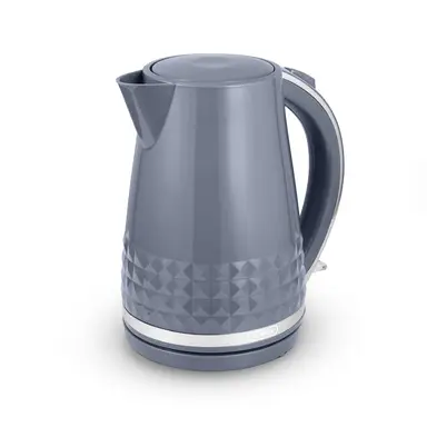 Tower Solitaire Kettle, 1.5L, Cord Storage, 3KW, 3D Diamond Textured, Grey & Chrome Accents - T10075GRY