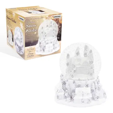 Christmas Workshop Musical Snow Globe Silver and White