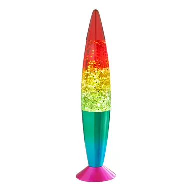 Global Gizmos Lava Lamp Rocket Rainbow Glitter Multicolour