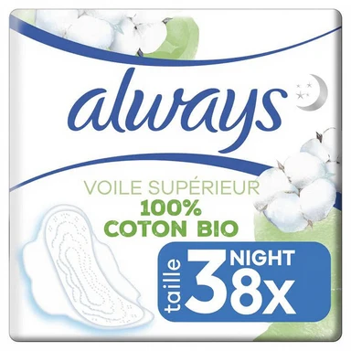 Always Always Cotton Protection Night Maandverband Met Vleugels X8