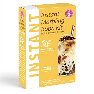 O'S BUBBLE Kit de préparation pour Bubble Tea au sucre brun avec perles de tapioca - 4 x 60 g