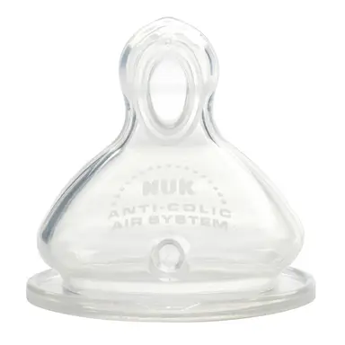 NUK Silicone Teat Medium Hole Size 0-6 Months 2 Pack