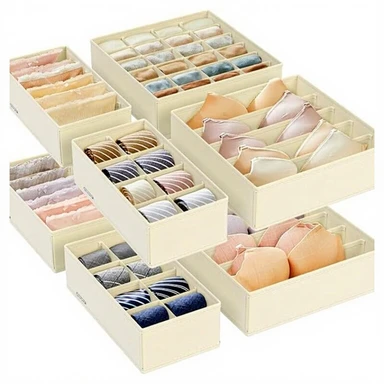 SONGMICS Unterwäsche-Organisator, Set aus 8, faltbar, Stoffboxen, RUS008M01