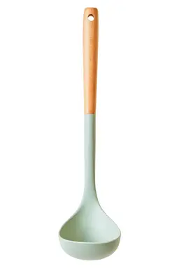 Nova Sage Green Silicone Head Ladle With Round Wood Handle