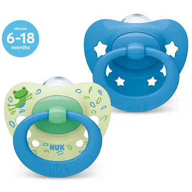NUK Signature Soothers 6-18 Months 2 Pack Frog & Blue