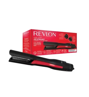 Revlon One Step Air Straightener – 2-in-1 Drying & Straightening, Ceramic Plates, Digital Controls – Black/Red, RVDR5330UK