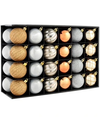 WeRChristmas Copper/Champagne Shatterproof Baubles, 48 Pack