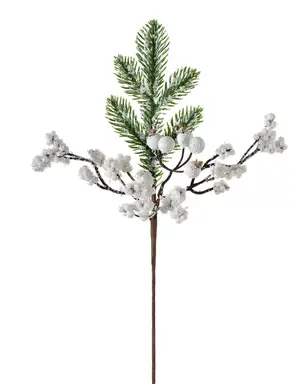 WeRChristmas Artificial Berries Pick, White, 31 cm