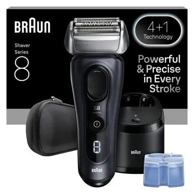 Braun Series 8 8663CC, Wet & Dry Electric Shaver for Men, 4+1 Precision Head & Trimmer, SensoAdapt, Up to 60 min, 5-in-1 SmartCare Center, Grey