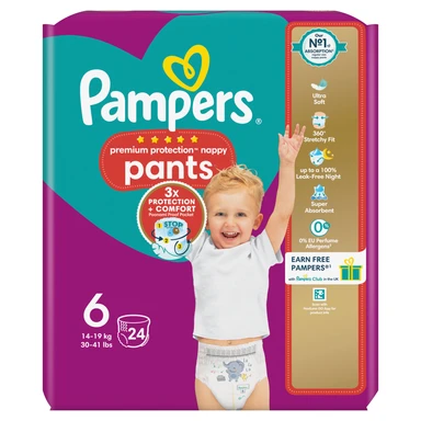 Pampers Premium Protection Nappy Pants Size 6 24 Pack