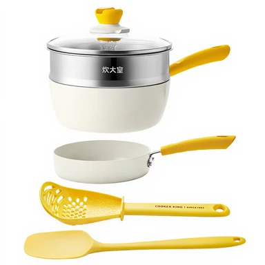 COOKER KING [Super Deal] 5-teiliges Dampfgarer-Set - Kocher + Dampfgarer + Bratpfanne + Spatel + Löffel