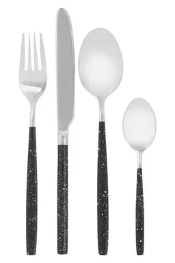 Interiors by Premier 16 Piece Black And Silver Cutlery Set