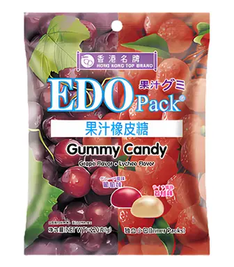 EDO pack Juice Gummy Candy Grape & Lychee Flavors 120g