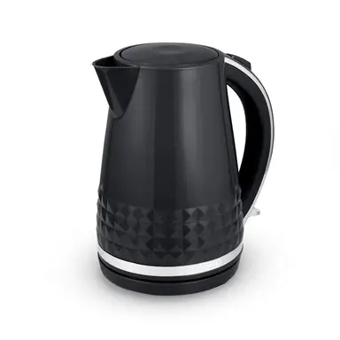 Tower Solitaire Kettle, 1.5L, Cord Storage, 3KW, 3D Diamond Textured, Black & Chrome Accents - T10075BLK