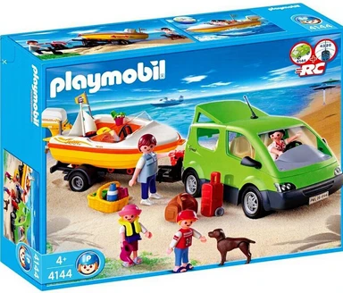 Playmobil Gezinswagen met Boot en Aanhangwagen