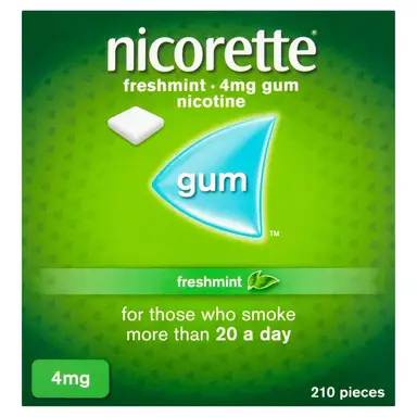 Nicorette Freshmint 4mg Gum (210 Pieces), Quit Smoking Aid, Nicotine Gum
