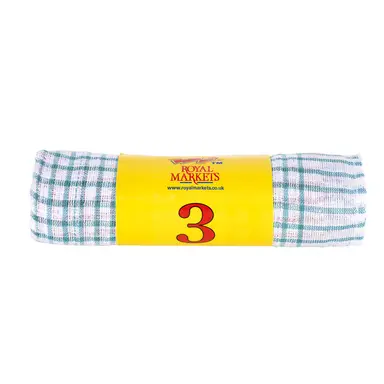 Royal Markets Red Blue and Green Stripe Teatowels, 63 x 45cm, roll of 3, pack of 10