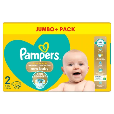 Pampers New Baby Premium Protection Nappies Size 2 76 Pack Jumbo+ Pack