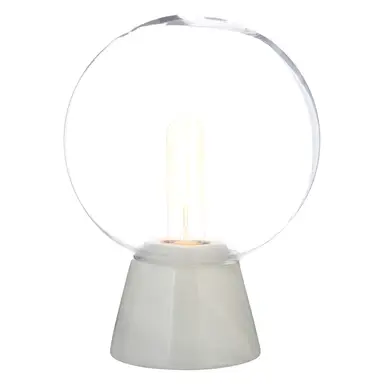 Interiors by Premier Table Lamp Lamonte Globe Marble White 28cm