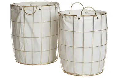 Maison by Premier Set Of Two Round Gold Wire Laundry Baskets