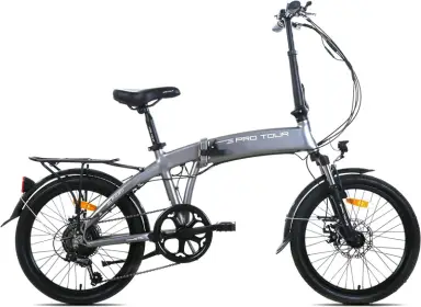 Protour Klapprad für Erwachsene E-Bike 20 Zoll 7-Gang Shimano Aluminiumrahmen Hell Silber Grau