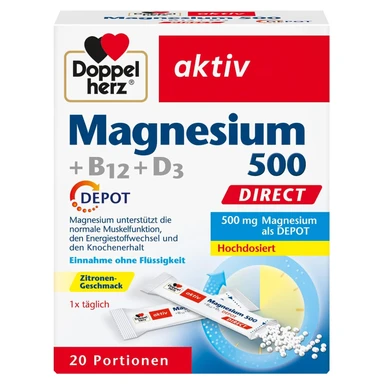 Doppelherz aktiv Magnesium 500 + B12 + D3 Depot direkt 20 Beutel