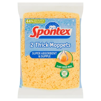 Spontex Thick Sponge Moppets, 16 x 12cm, Pack of 2