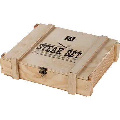 Zwilling Steakbesteck-Set 12-teilig aus Edelstahl in rustikaler Holzkiste