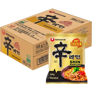 Nongshim Shin Ramyun Pittige Kip 120g x 20 Instant Noedel Doos
