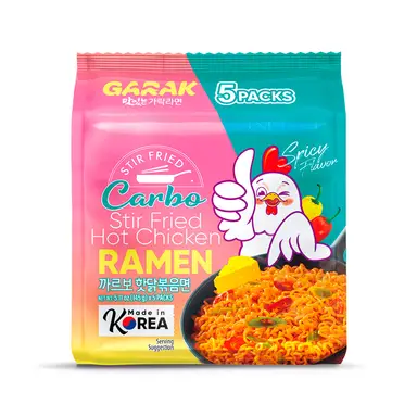 GARAK Lot de 5 ramen sautés saveur carbo poulet épicé - 145 g 