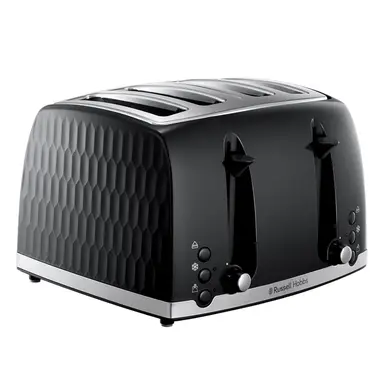 Russell Hobbs Honeycomb 4 Slice Toaster, Black, Fast Heat Up - 26071