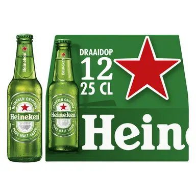 Heineken Premium Pilsener Bier Draaidop Fles 12 x 25 cl