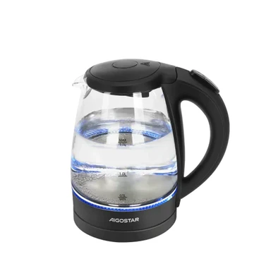 Aigostar elektrische waterkoker glas & plastic 1,7 L zwart 2200 W