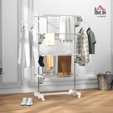 Foldable tiered drying rack with wings 142x55x172