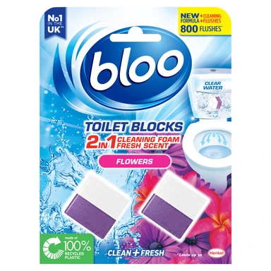 Bloo Toilet Rim Block, Flowers, 2 Packs