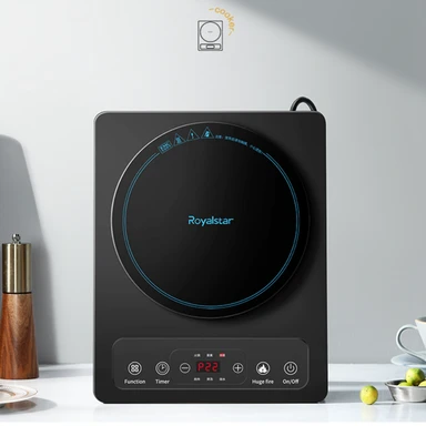 Royalstar Inductiekookplaat 2200W 6 Functies 9 Niveaus van Vuurkracht 8 uur Timer Inductievuur Microkristallijn Paneel Waterdicht