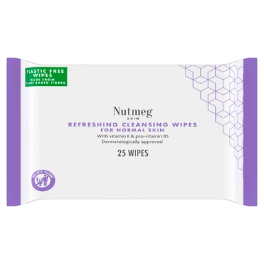 Nutmeg Skin Refreshing Cleansing Wipes for Normal Skin 25 Wipes