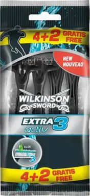 Wilkinson Extra 3 Activ Lot de 6 rasoirs jetables pour hommes