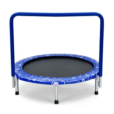 COSTWAY Trampoline pliable pour enfants avec poignée pour intérieur et extérieur - Bleu