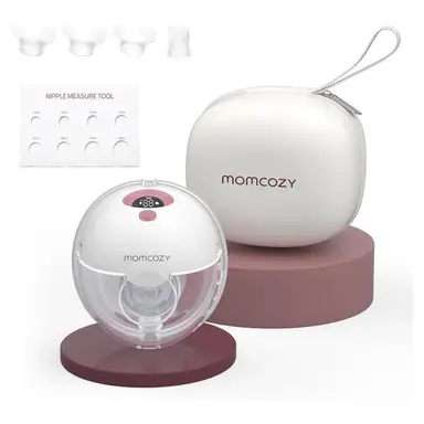 Momcozy M5 Handsfree Borstkolf - Draagbaar, Dubbel Afgedichte Flens, 3 Modussen & 9 Niveaus, Elektrisch & Draagbaar, Grijs, 1 Verpakking