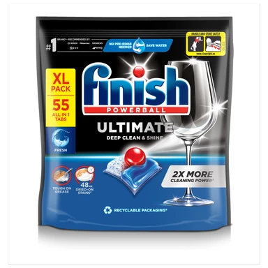 Finish Ultimate Deep Clean & Shine Dishwasher Tablets, Fresh, 55 Tabs