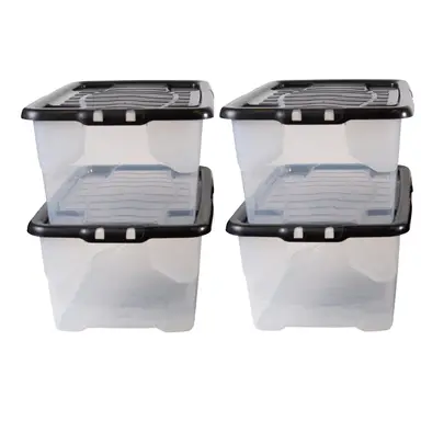 Strata 42L Curve Box with Lid PROMO SET 4-Clear/Black Lid