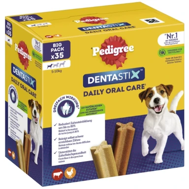 Pedigree DENTASTIX tägliche Zahnpflege, für 5-10 KG, 5X(7 Stück/110 g), insgesamt 35 Stangen/550 g