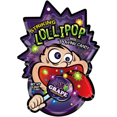 Striking Lolly met knettersnoep - druivensmaak 13,8 g